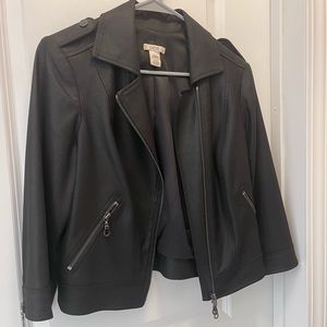 Caché black cropped moto jacket size small